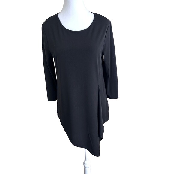 Chicos Elegant Black “Ultimate Tee” - Asymmetrical Hem Tunic Size 0 - Picture 1 of 8